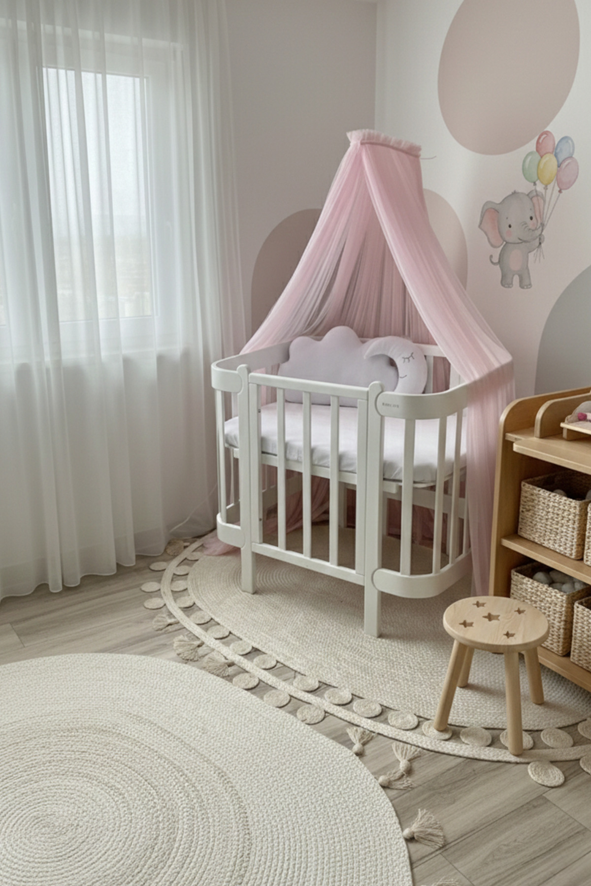 Kiddy Happy Pembe Beşik Cibinliği Ve Cibinlik Aparatı fotoğrafı 5 (önizleme)