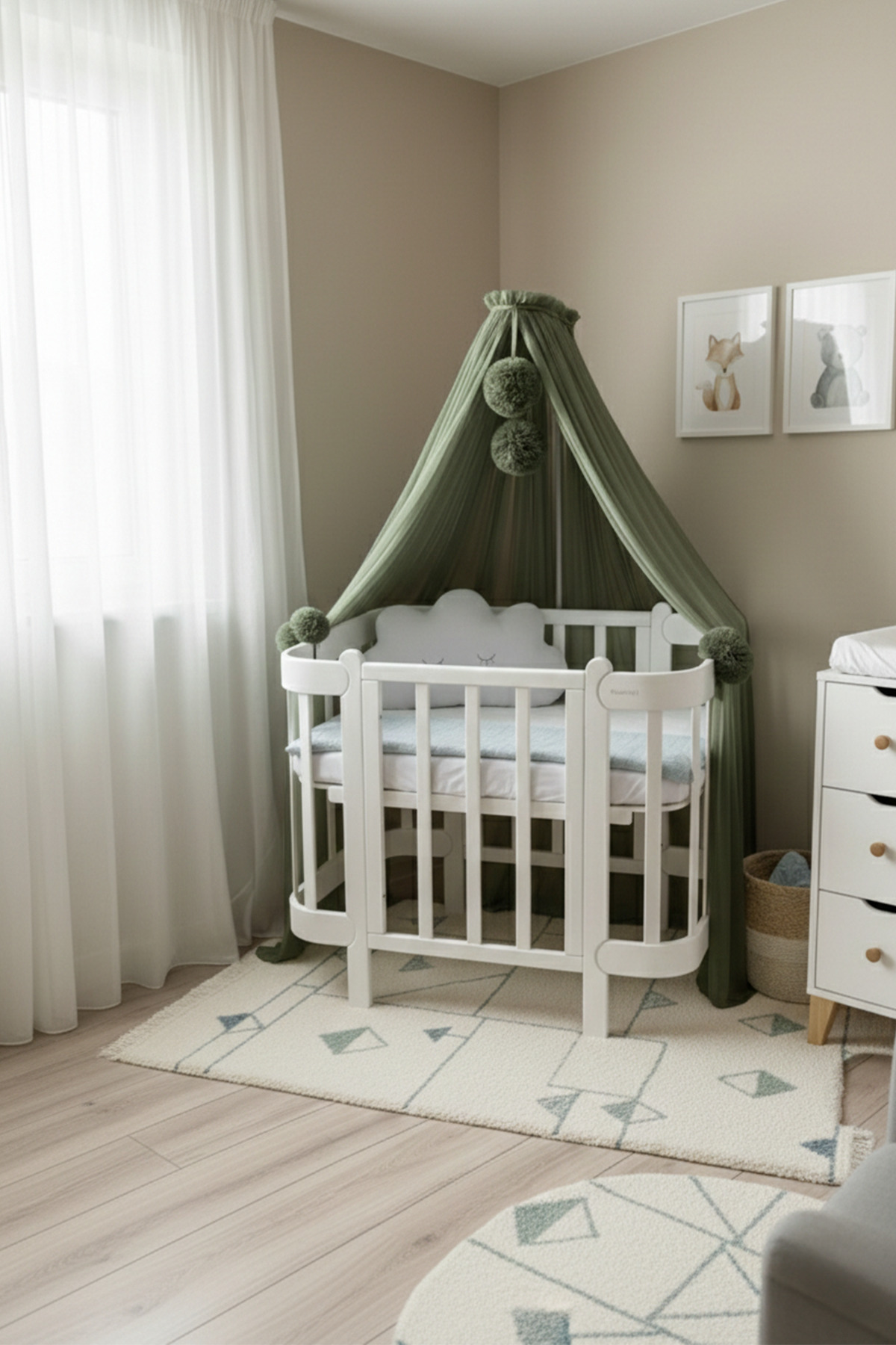 Kiddy Happy Haki Beşik Cibinliği Ve Cibinlik Aparatı fotoğrafı 3 (önizleme)