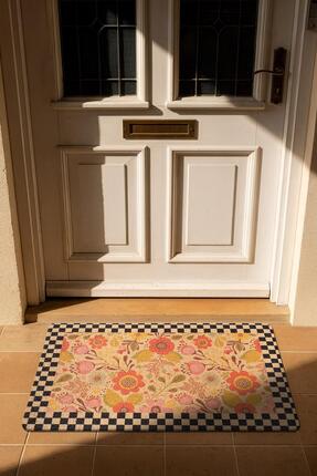 Cotto Home CocoJoy PJ006A Damalı Çiçek Desenli Kalın Kaymaz Taban Nem Alıcı Ş...