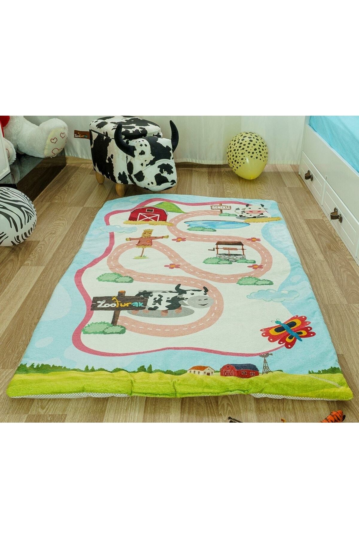 zooturak Çocuk Oyun Matı Bebek Minderi Inek 100x150 fotoğrafı 2 (önizleme)