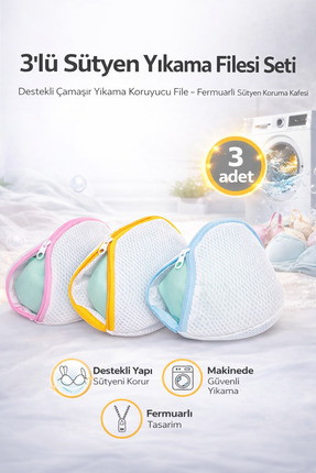 MorPort 3 Adet Lüx Air Sütyen Yıkama Filesi I İç Çamaşırı Yıkama Filesi ( Ext...