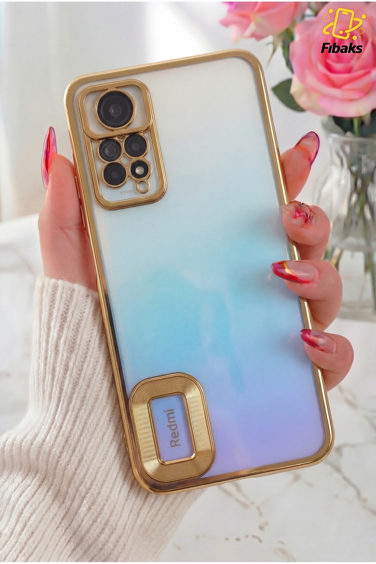Redmi Note 11 Pro/12 Pro 4G Case Camera Transparent Color with Lens Shiny Gold Showing Logo
