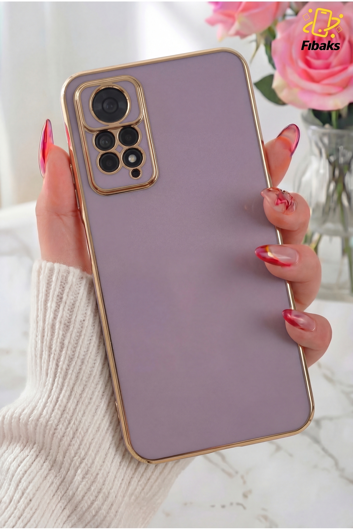 Redmi Note 11 Pro/12 Pro 4G Case Gold Embroidered Camera Shielded Cover with Bright Edge Purple