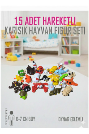 Bebelove 15 Adet Eklemleri Hareketli, Organik, Eğitici Minik Hayvan Figür Oyu...