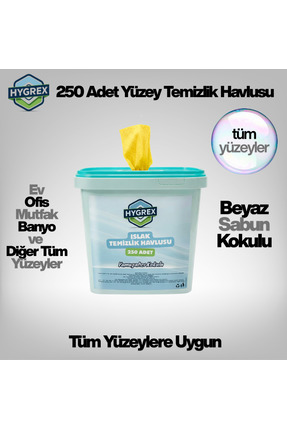 HYGREX Yüzey Temizlik Havlusu Yumuşatıcı Kokulu Islak Kova Mendil 250 Adet Ev...