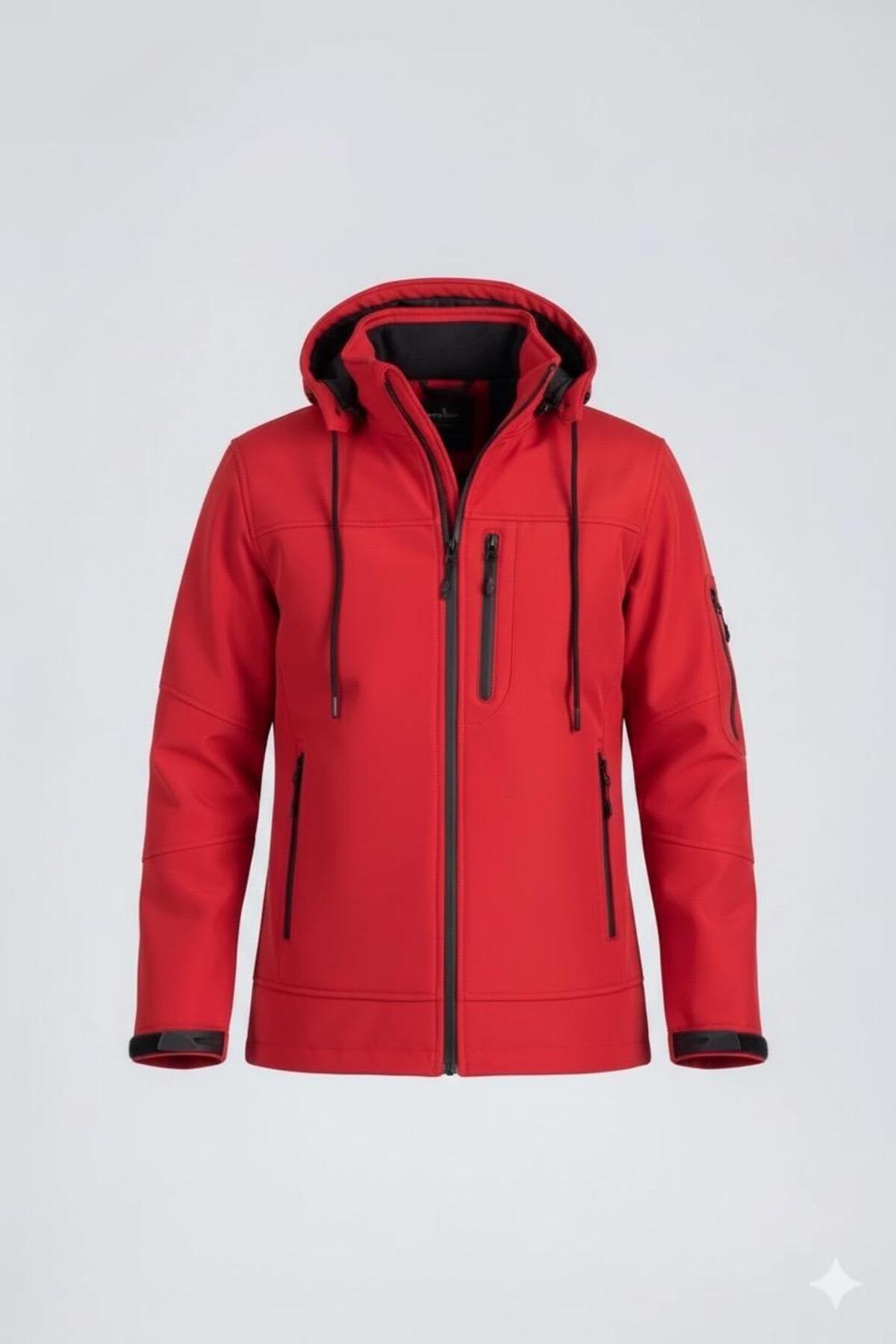 Vatan Tekstil Erkek Slim Fit Softshell Kapüşonlu Erkek Mont Su İtici Rüzgar Geçirmez görsel 3