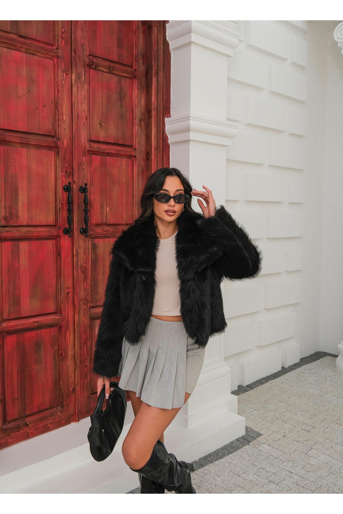 MODA DURAĞI  Kadın Yeni Sezon Şal Yaka Oversize Kürk