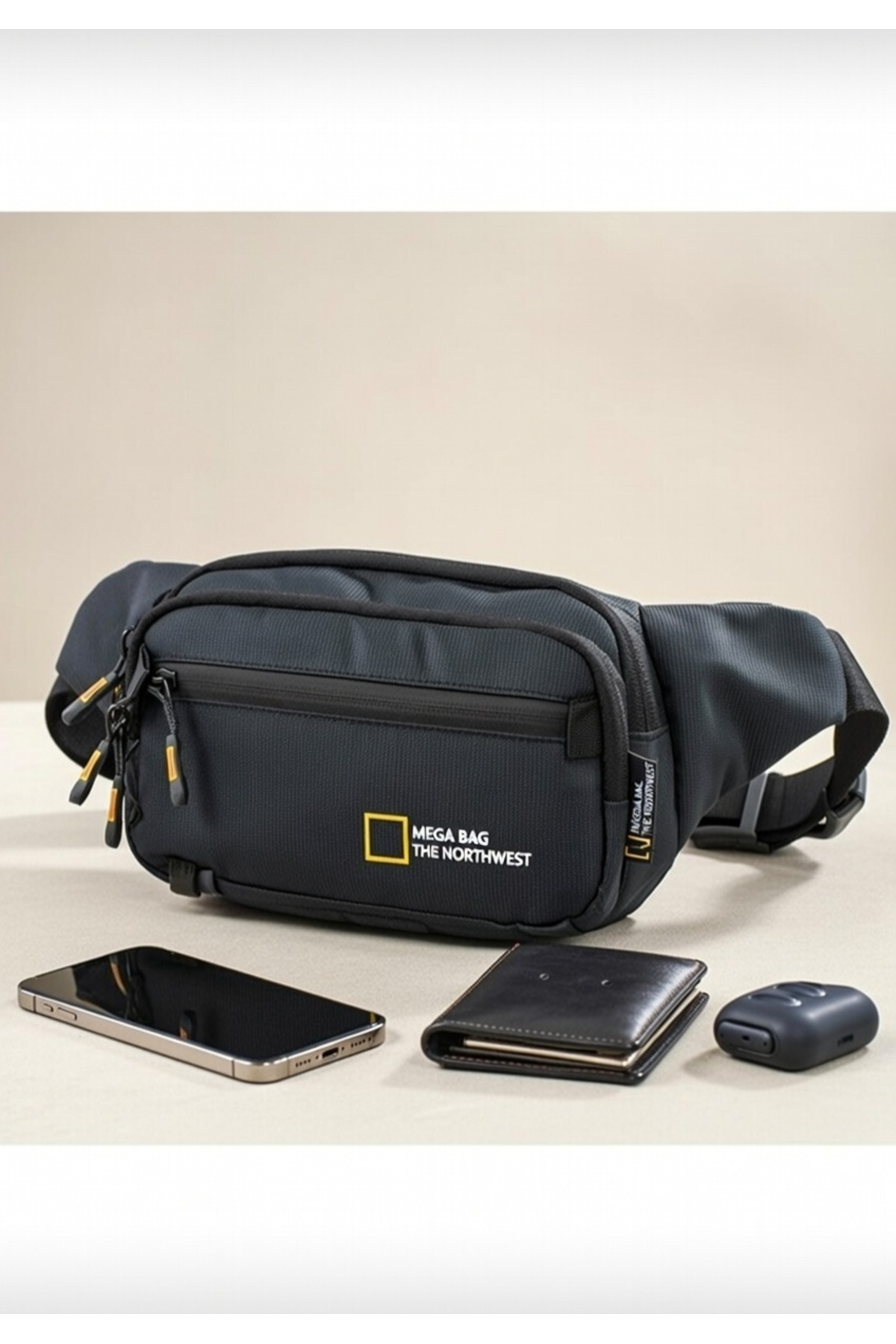 Waist and Shoulder Bag with Waterproof Fabric Feature