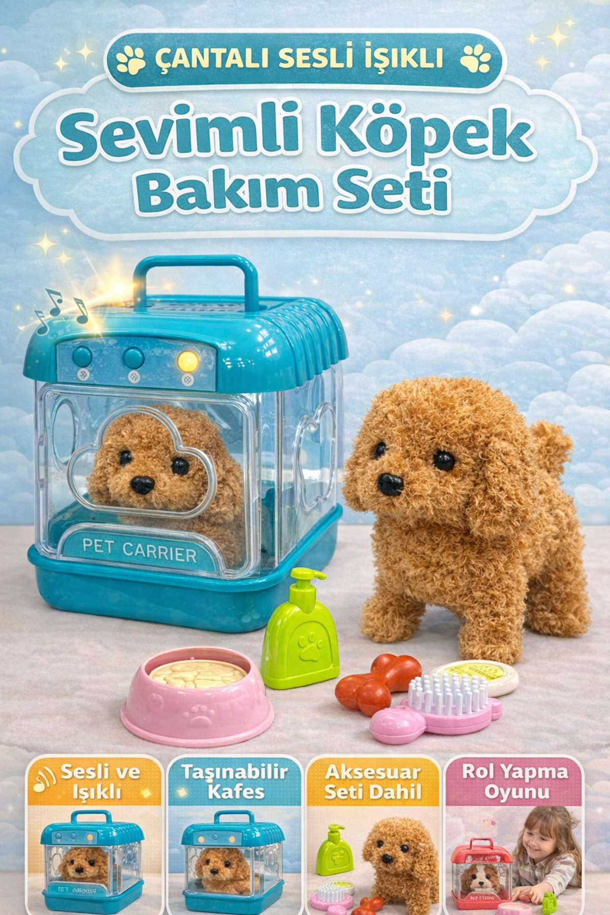 YILDIRIM OYUNCAK Sesli Işıklı Yürüyen Köpek Taşıma Çantalı