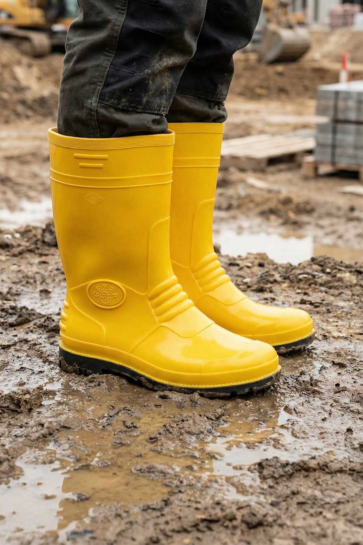 Gezer  Erkek Kısa PVC Su Geçirmez İçi İnce Astarlı İş Çizme