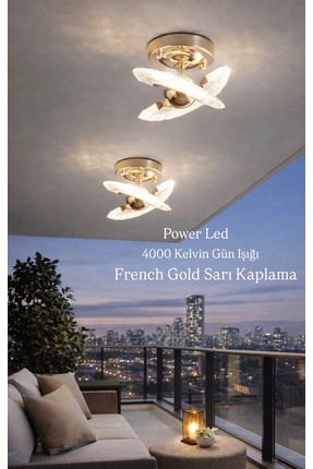 burenze Luxury Exclusive Plafonyer Tavan Led Avize Gold Sarı Ledli Avize