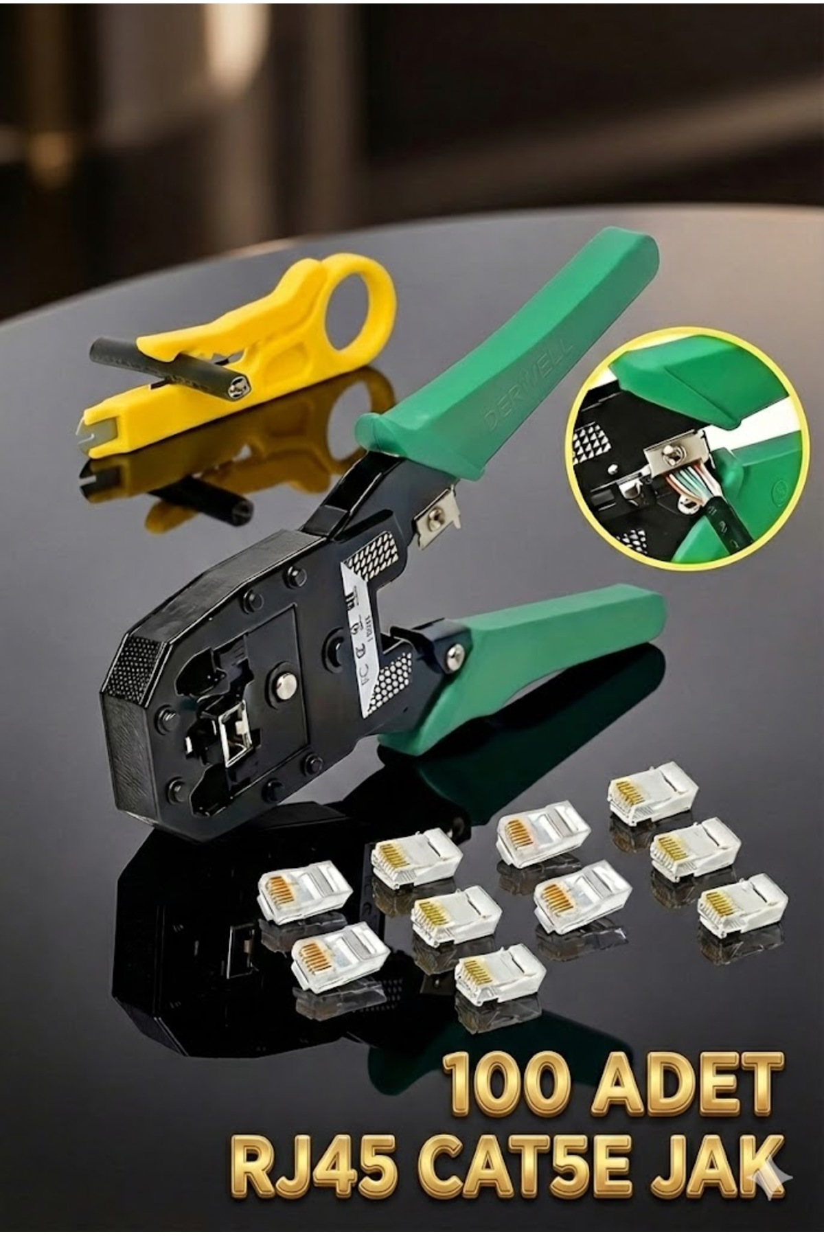Rj45 8p8c Cat5e/Cat6 Rj11 Utp Jack Crimping Clamping Pliers Internet Ethernet Crimping Pliers + 100 Jacks