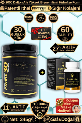 Dr.Sammy's Quarine Saç Vitamini + Prime 30 Collagen Avantaj Set (1 Aylık Hidr...
