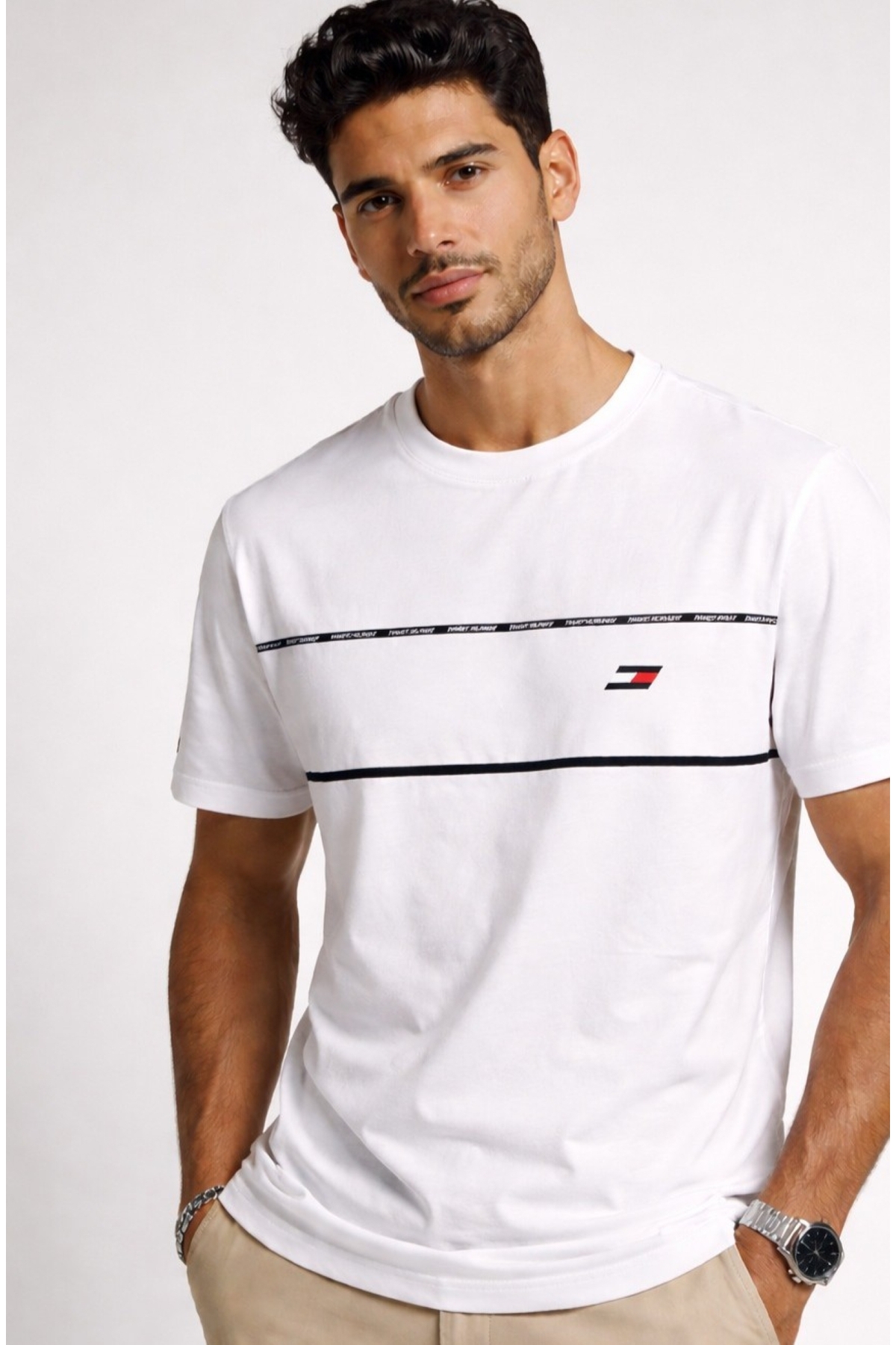 تامی هیلفیگر تی شرت مردانه طرح th sports از جنس پنبه بافته شده