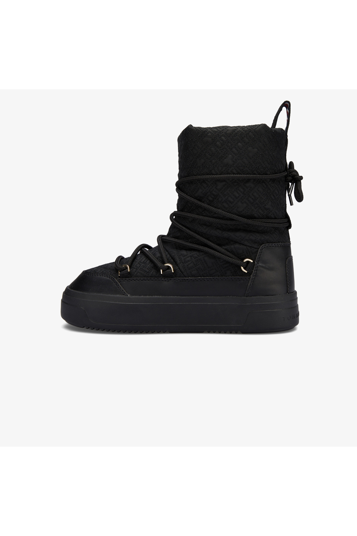 Tommy Hilfiger Lace-Up Monogram Kadın Siyah Bot görsel 3