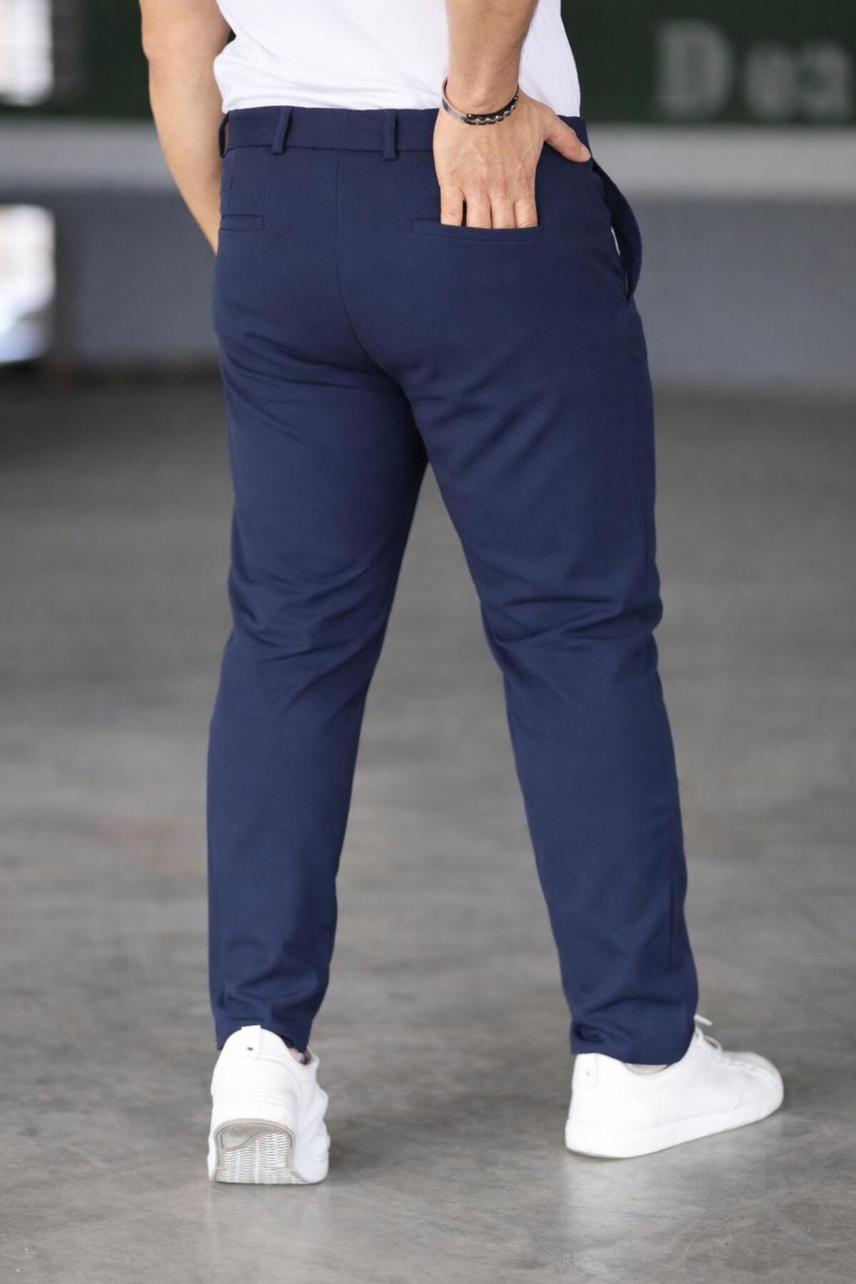 Bürke Erkek Lacivert Renk Kaliteli Battal Büyük Beden Kumaş Pantolon (100-135 kg battal beden 40-42-44) görsel 5