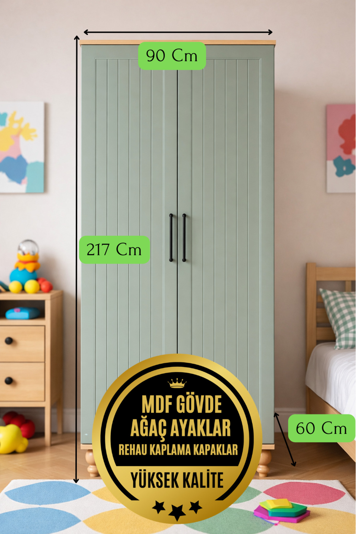 arionkids Gülsün 2 Kapaklı Çekmeceli Dolap | %100 MDF Kalitesi, Modern Tasarım ve Fonksiyonel Depolama fotoğrafı 2 (önizleme)