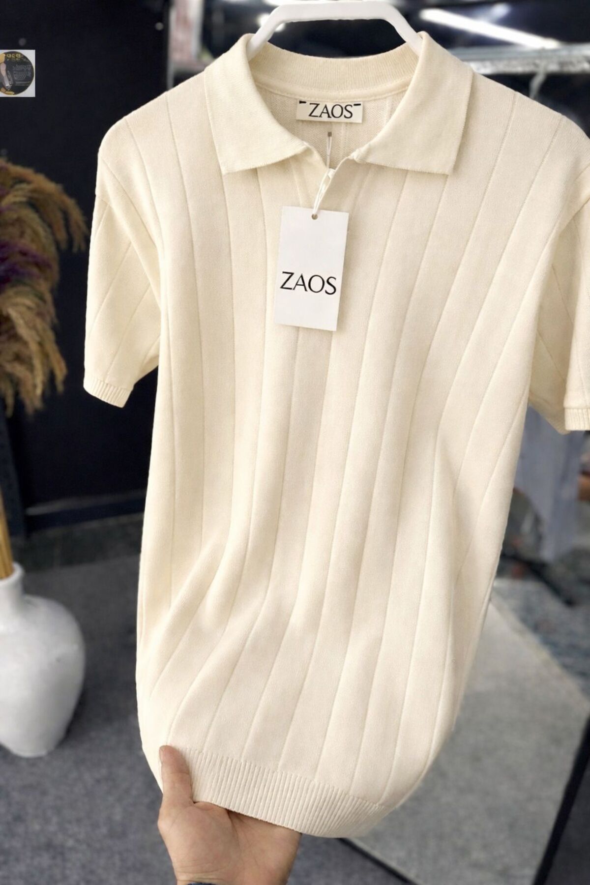zs zaos fashion men polo neck short sleeve knit t-shirt comfortable quality cotton regular fit stretchy nurse collar t-shirt