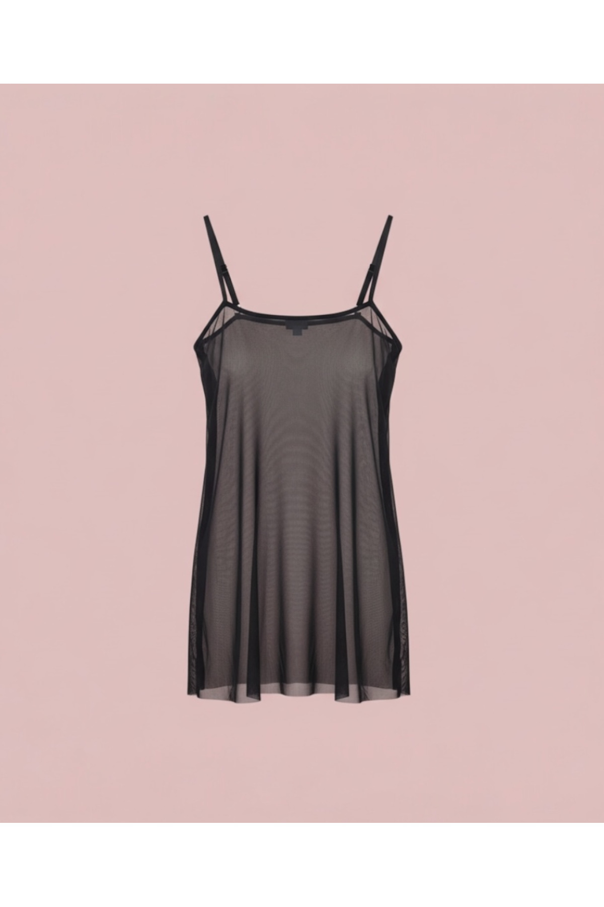 İntive Lingerie Transparan Siyah Kısa Tül Gecelik TM1227