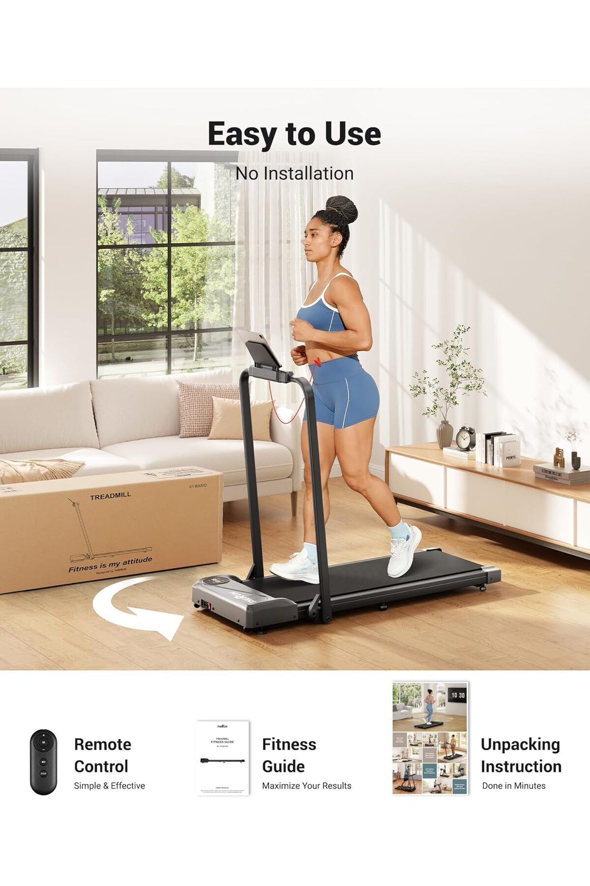 جهاز مشي قابل للطي 3 في 1 مزود بمقابض، وسماعة بلوت...