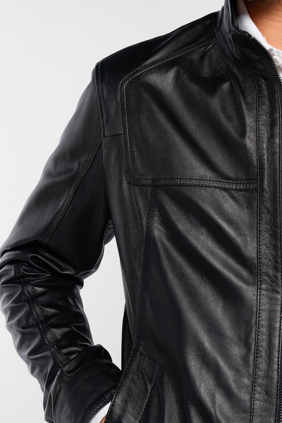 Tamer Tanca  Erkek Hakiki Deri Siyah Deri Mont - Görsel 2