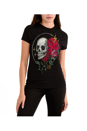 Linea Noir LNMV-Icon Of Desire W,Taşlı T-shirt , %100 Pamuk,Kadın,Slim, Siyah...