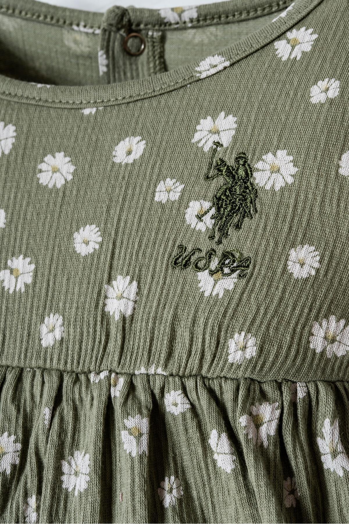 U.S. Polo Assn. Kız Bebek Papatya Desenli Elbise Pamuk Süprem Kumaş Yuvarlak Yaka Günlük Elbise fotoğrafı 2 (önizleme)