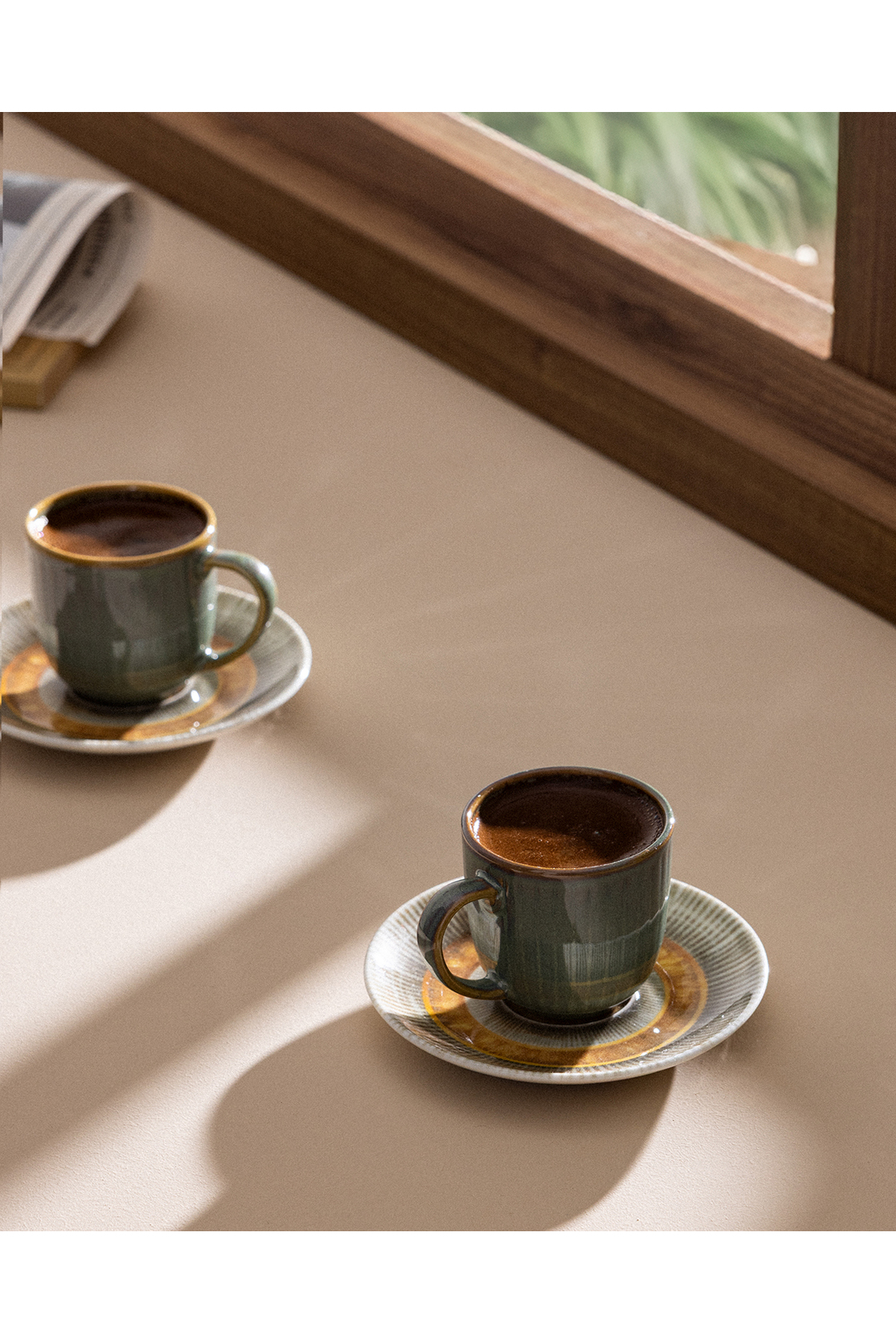 Madame Coco Kleby Nouveau 2-Person 4-Piece Coffee Cup Set - Green/Earth - 90 ml
