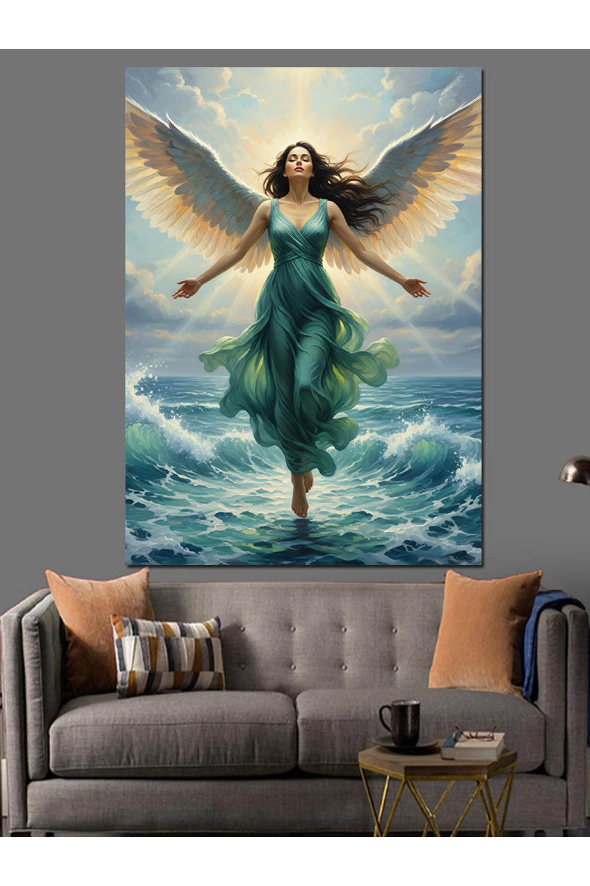 Kanatlı Mavi Yüksek kaliteli yağlı boya dokulu Kanvas Canvas Tablo kanvas tablo canvas tablo duvar