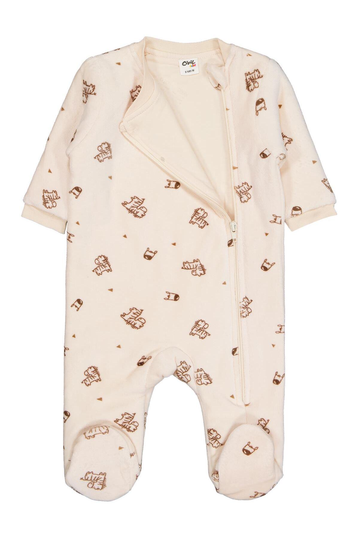 Civil Baby Erkek Bebek Patikli Uyku Tulumu 6-9 Ay Sütlükahve fotoğrafı 2 (önizleme)