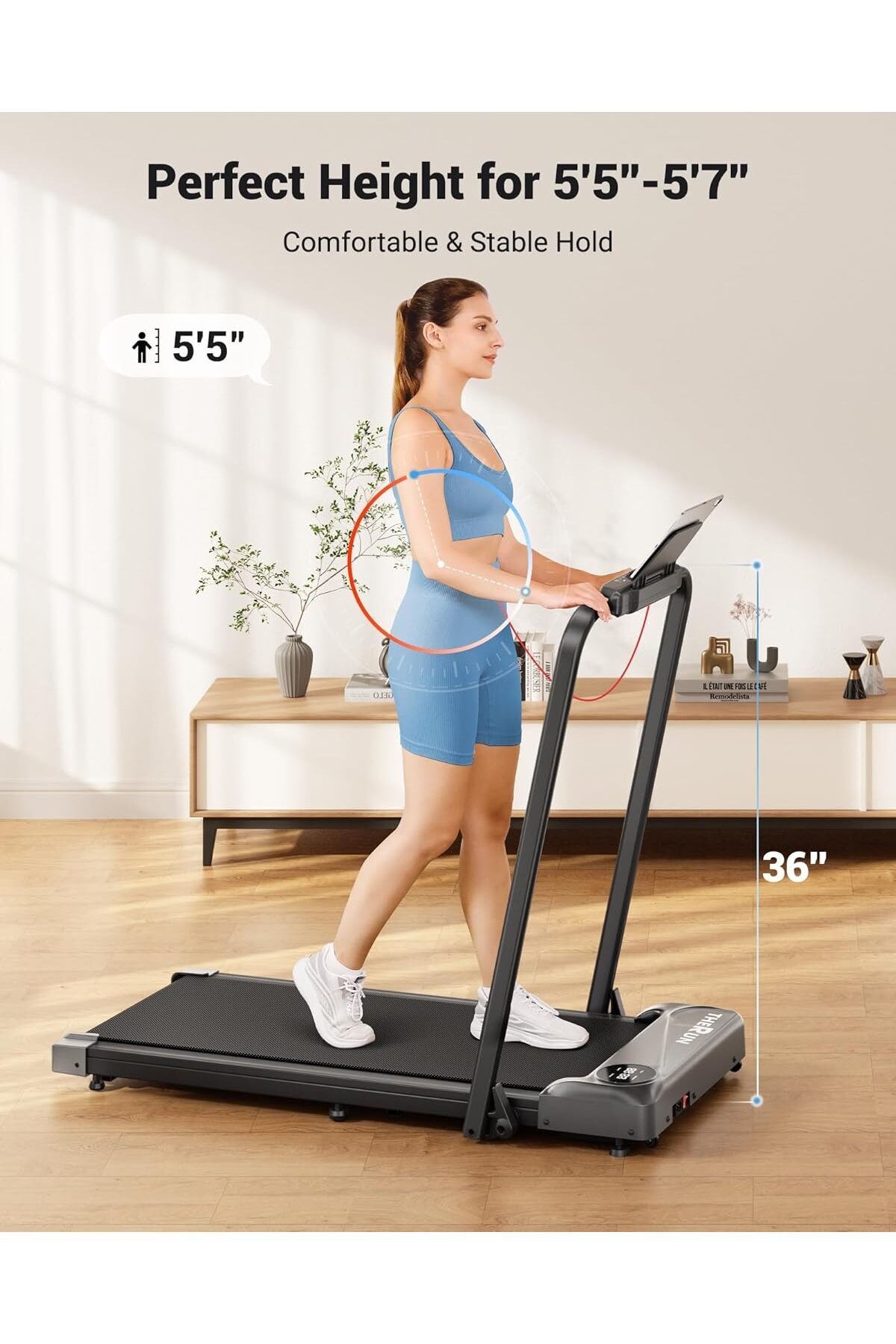 جهاز مشي قابل للطي 3 في 1 مزود بمقابض، وسماعة بلوت...