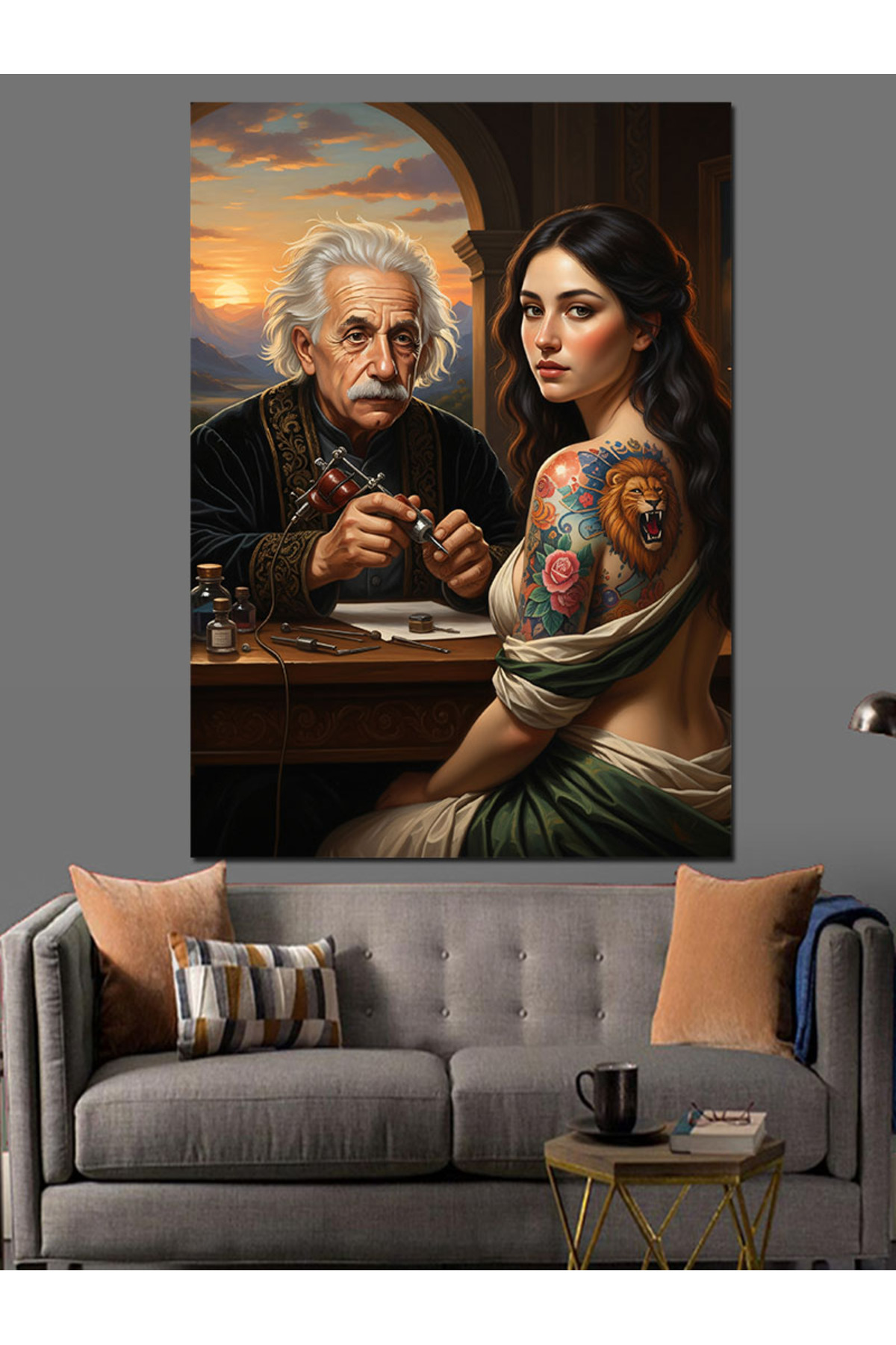Dövme Yapan Yaşlı Yüksek kaliteli yağlı boya dokulu Kanvas Canvas Tablo kanvas tablo canvas tablo d