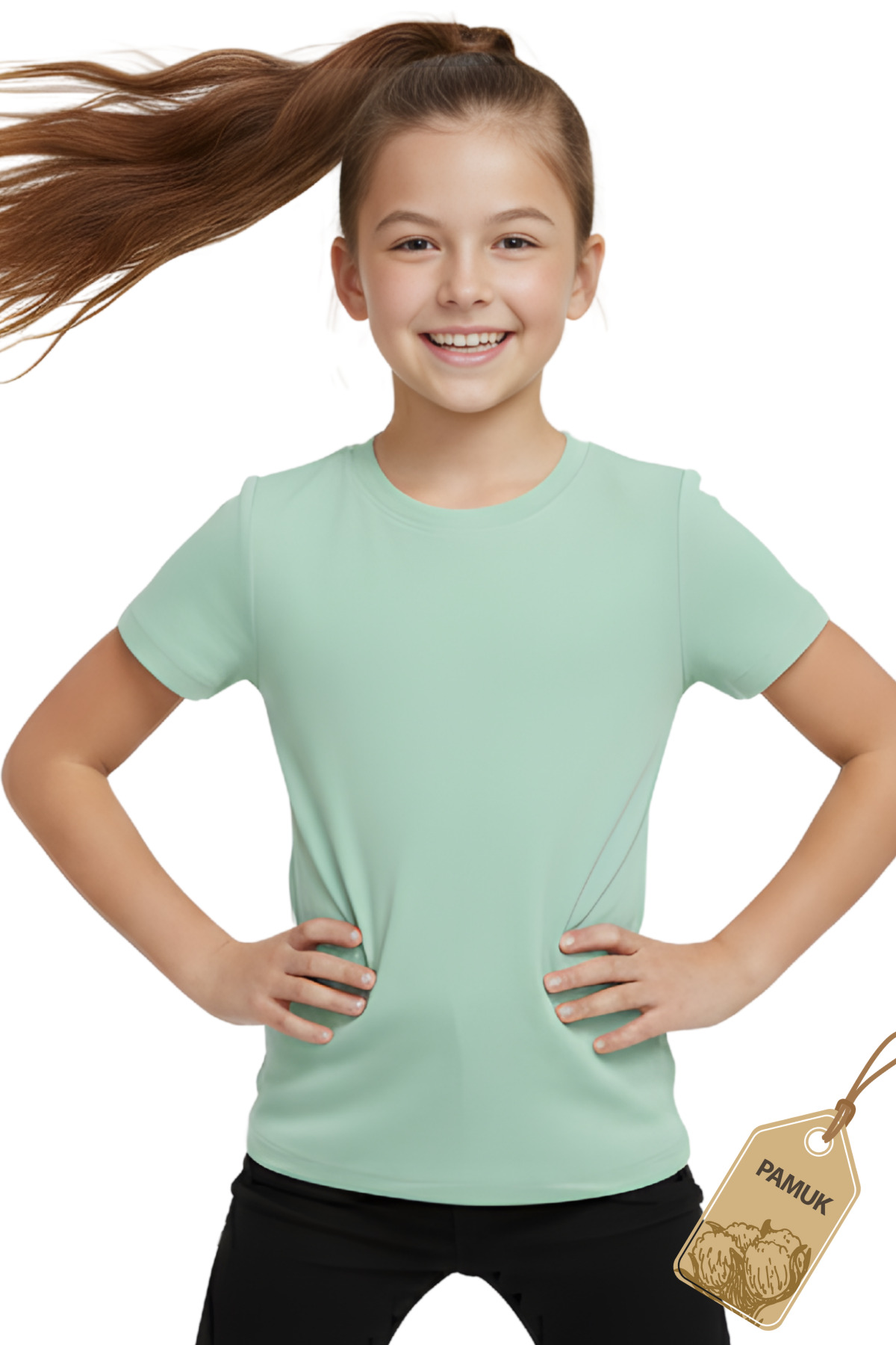 Mint Unisex Çocuk Tişört - Pamuk Kısa Kollu Günlük Basic Çocuk T-Shirt