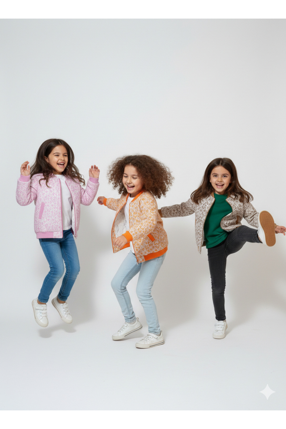 Momivi Kids Kız Çocuk Çiçek Desenli Kapitone Bomber Ceket Mevsimlik Mont fotoğrafı 4 (önizleme)