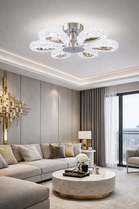 Turanconcept Arel 6'lı Plafonyer Led Avize Kristal Görünüm Beyaz Işık Enerji ...