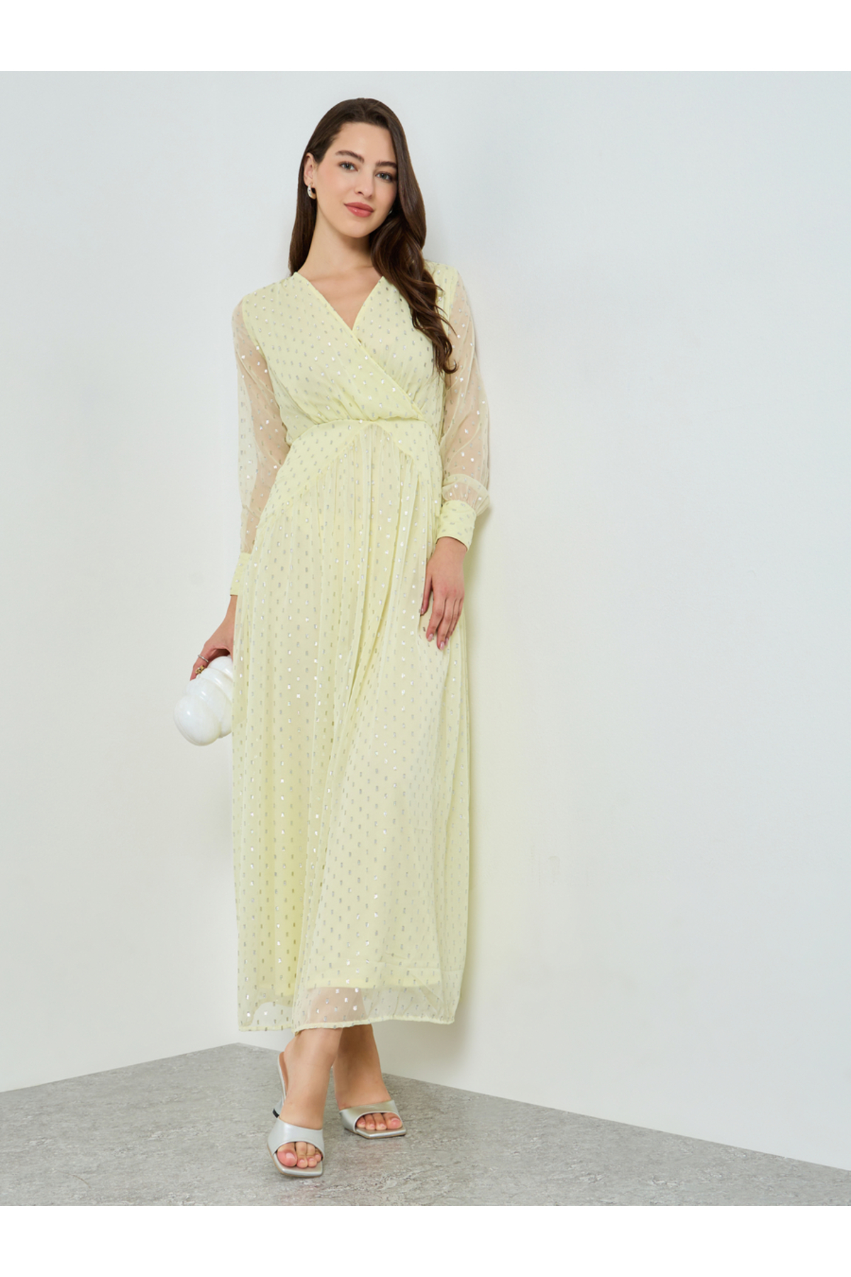 Styli Women Lurex Design A-Line Maxi Dress