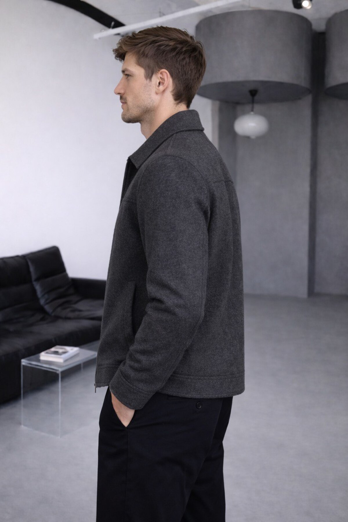 BASEL.CO  Old Money Dolgun Kumaş Tüylenmez Basic Kaşe Ceket - Görsel 4