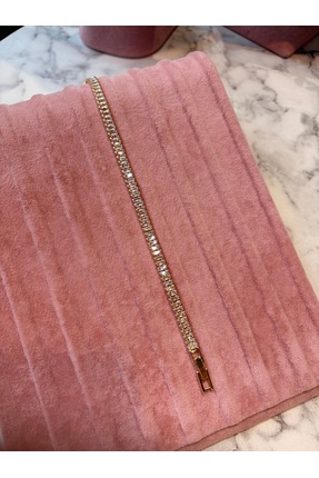 nurjewelry Kare Taşlı Gold Kaplama Şık Kadın Bileklik