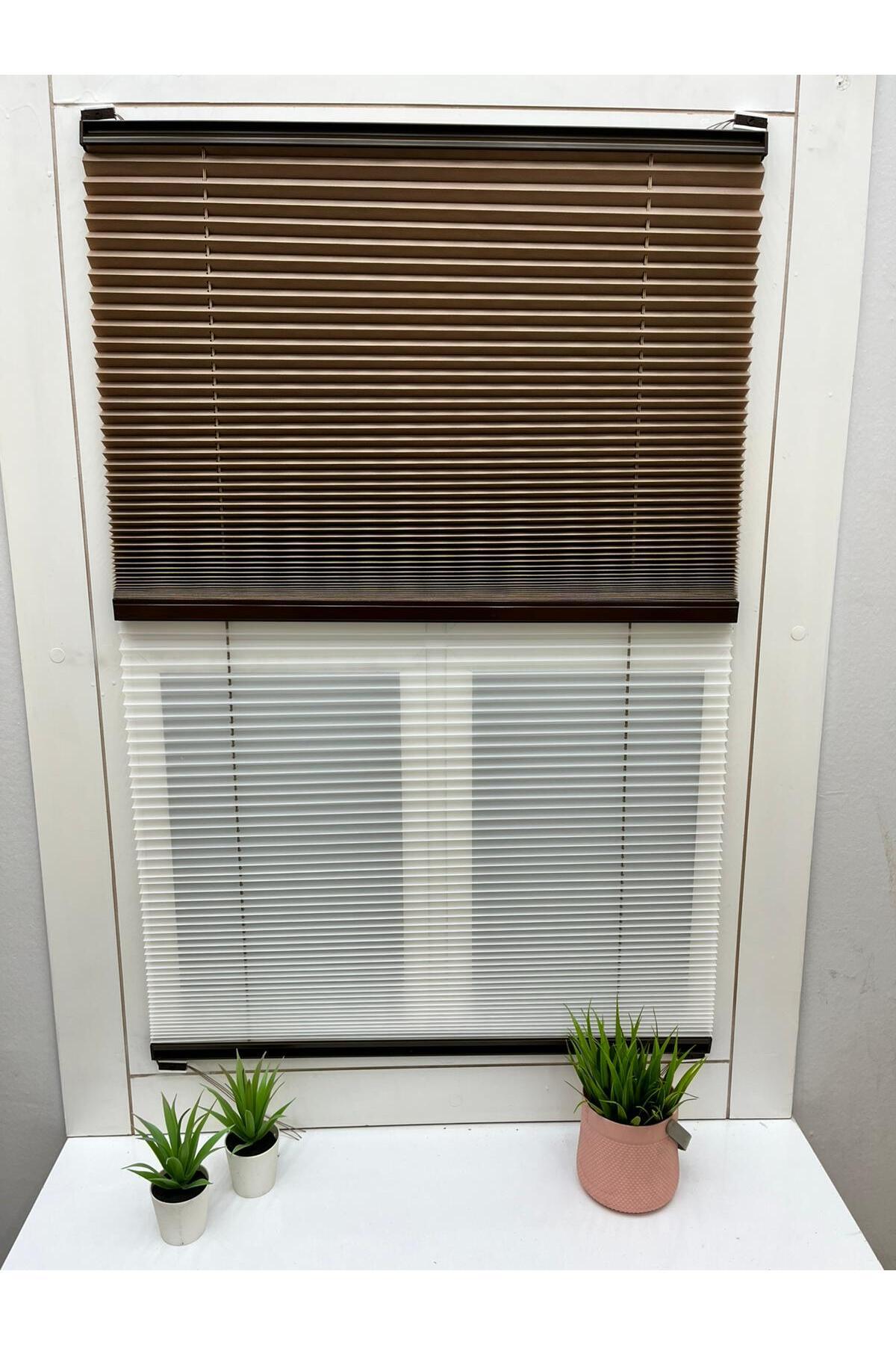 Day and Night Foldable Brown Glass Balcony Pleated Curtain