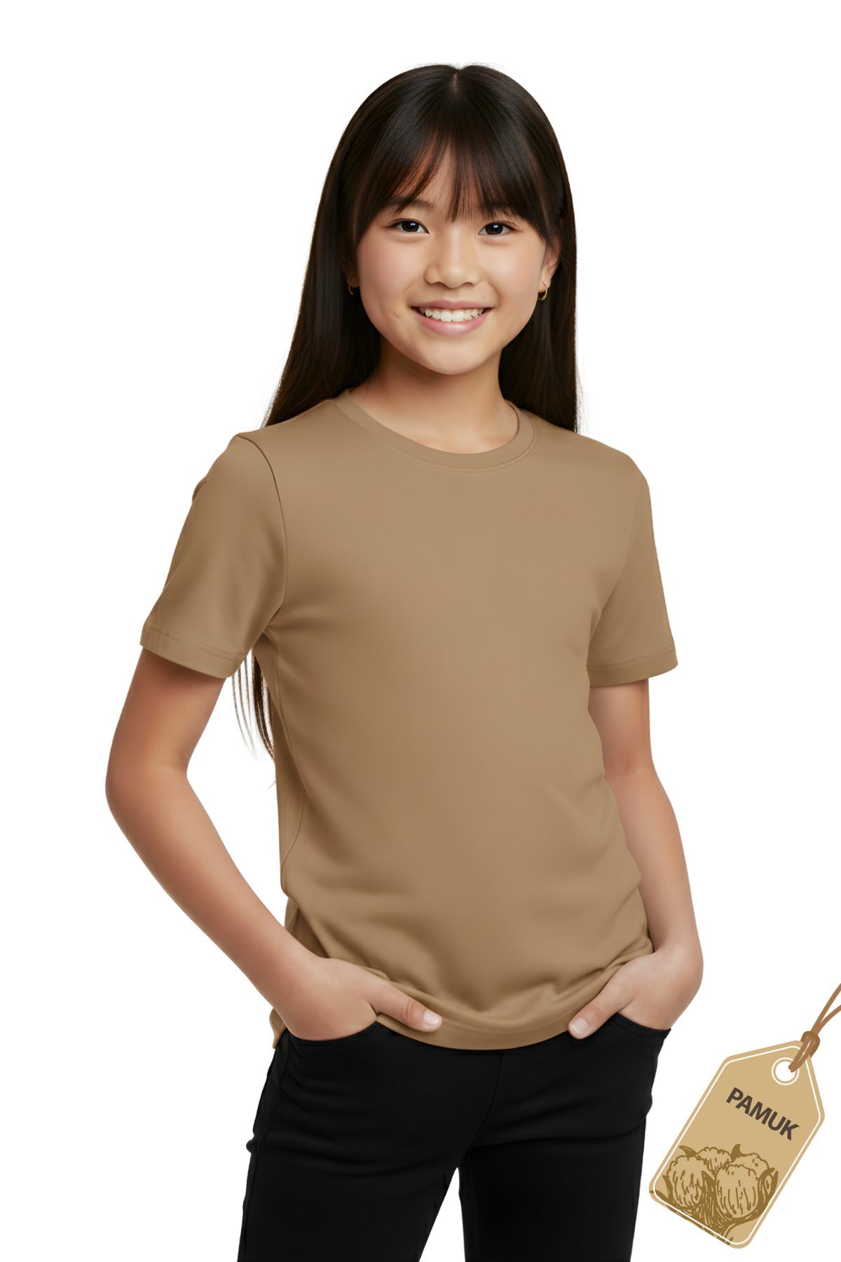 Mocha Çocuk Tişört - Unisex Pamuk Kısa Kollu Günlük Basic Çocuk T-Shirt