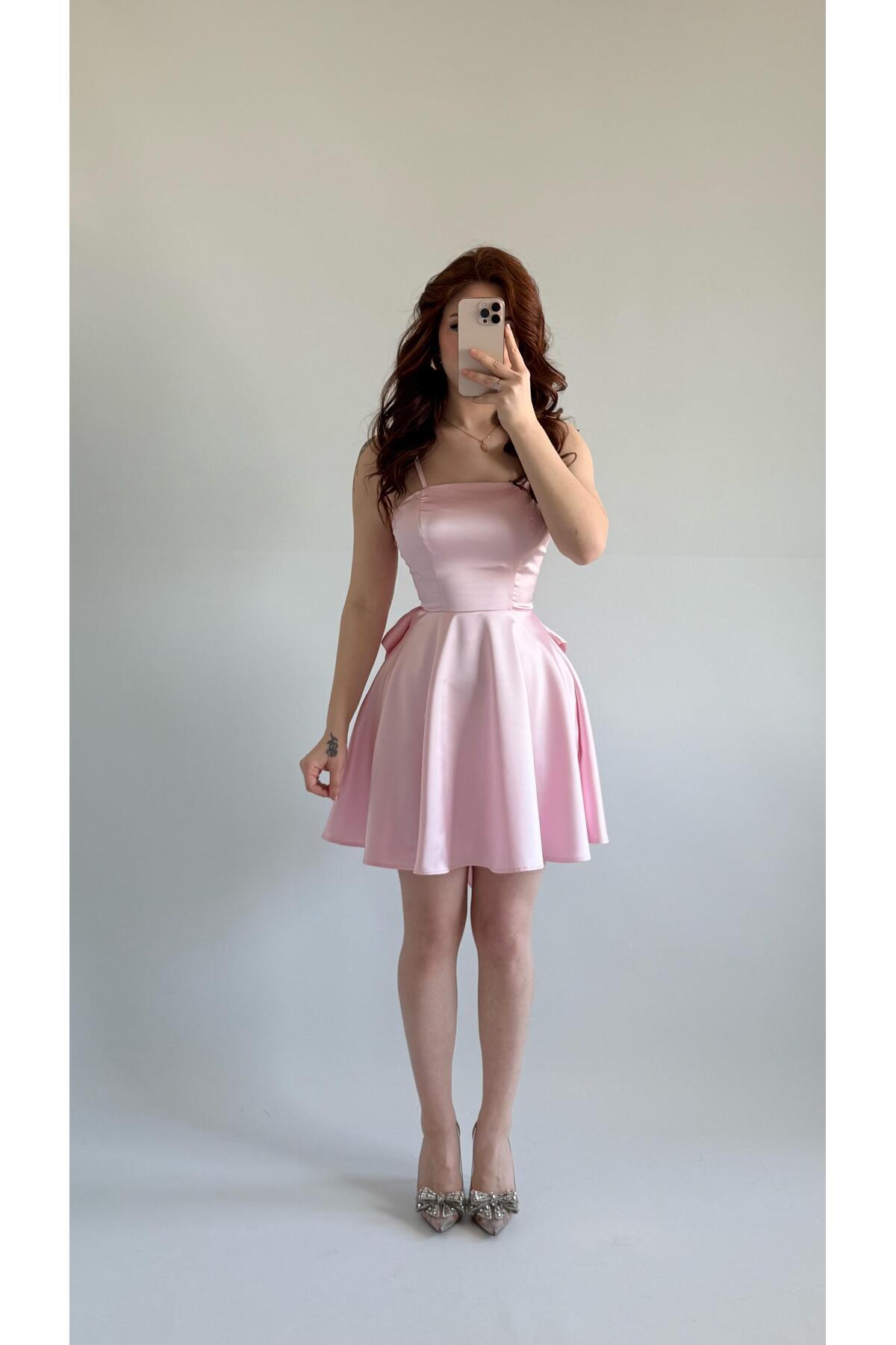 AYŞENUR DİNÇER  Linda Fiyonk Gül Kurusu Elbise - Görsel 2