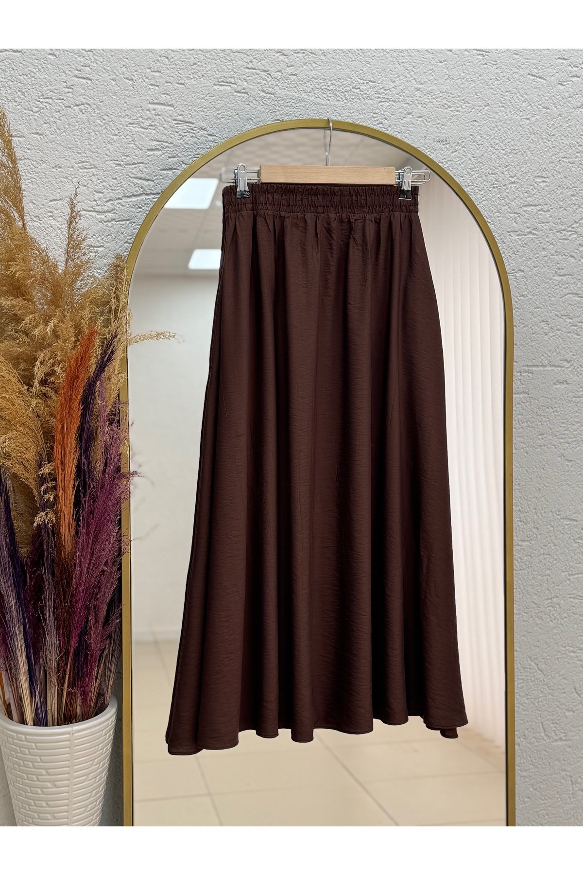 MİHRA STORE  Melista Çift Cepli Çilek Kloş Etek-MT7902 Kahve - Görsel 6