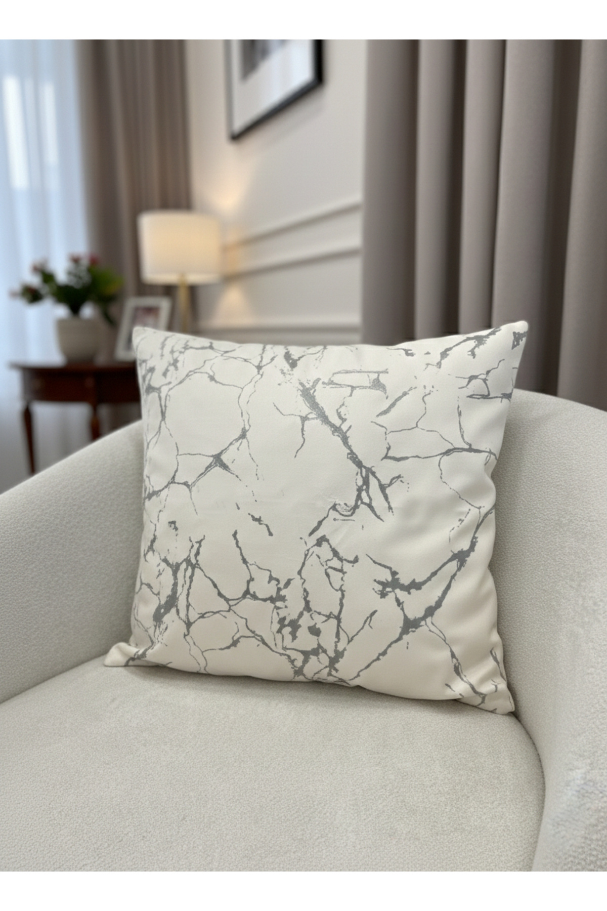 2-Piece Velvet Pillowcase Pillowcase Ecru-Silver Foil (45X45)
