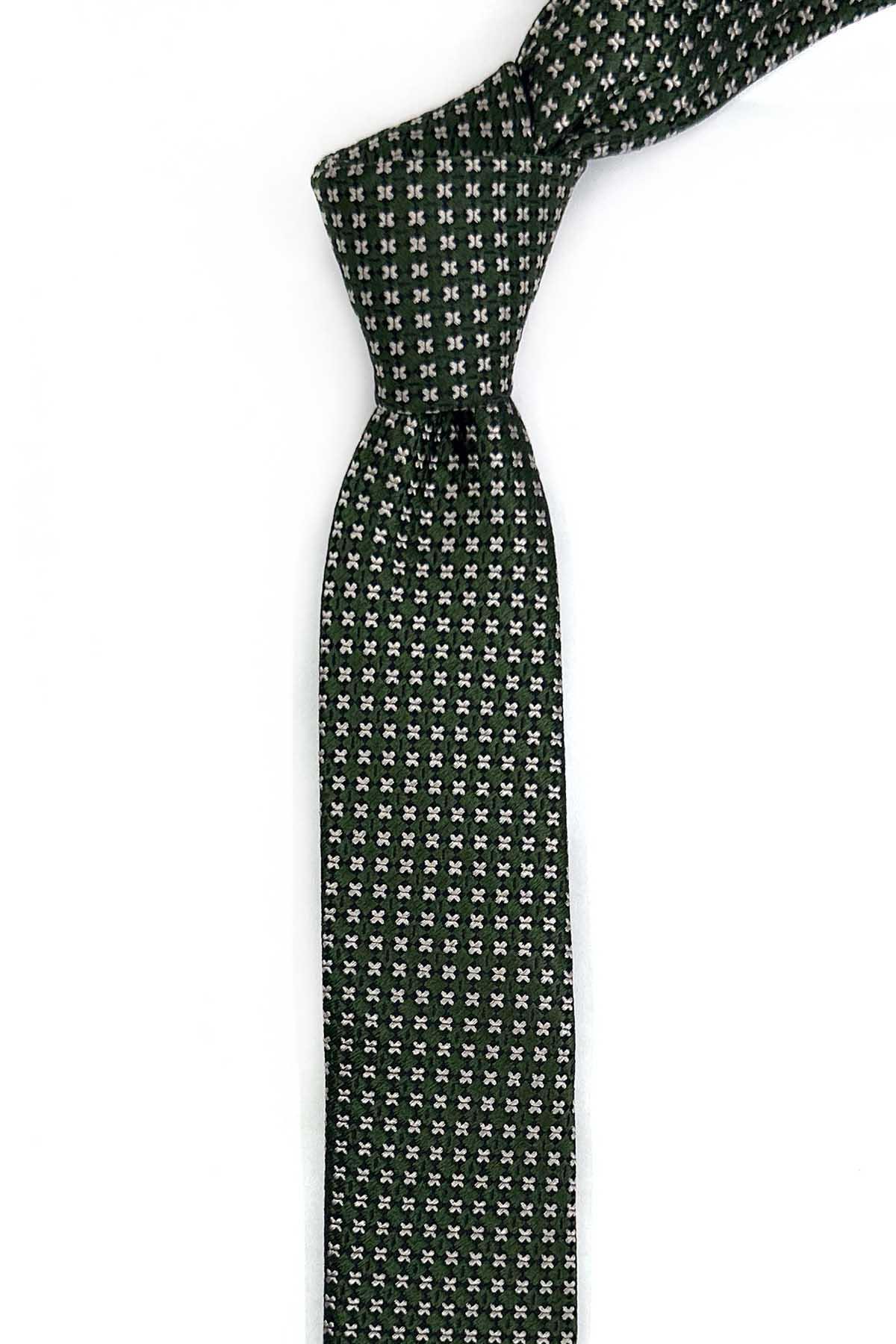  کراوات ابریشمی فوق باریک طرح سبز ۴.۷ سانتی‌متری IK2327