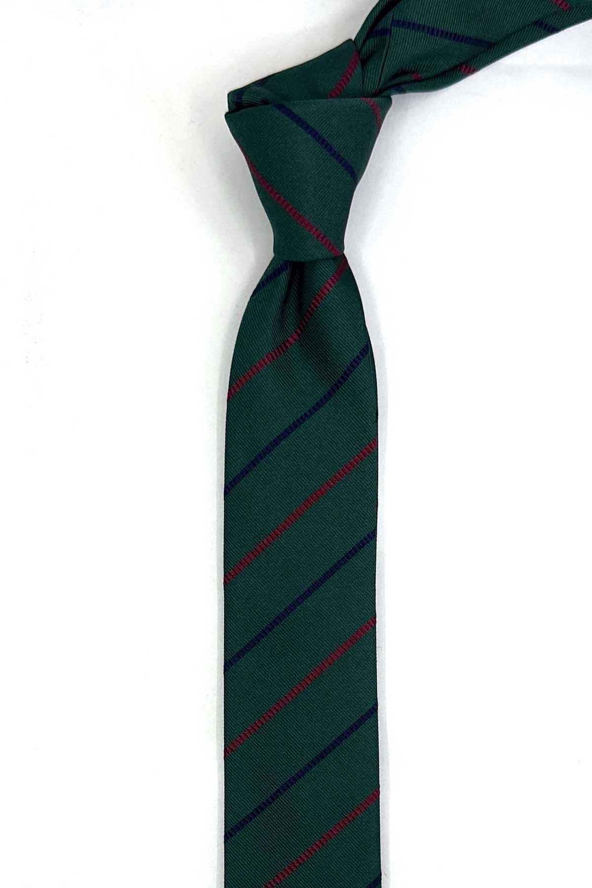  کراوات ابریشمی فوق باریک طرح راه راه سبز سایز 4.8 مدل IK2340