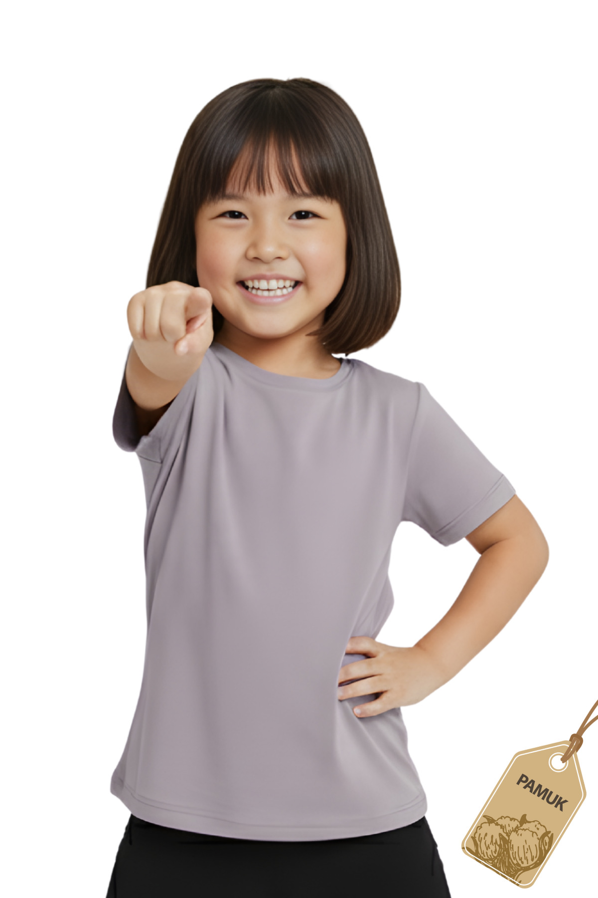 Lila Çocuk Tişört - Unisex Pamuk Kısa Kollu Günlük Basic Çocuk T-Shirt