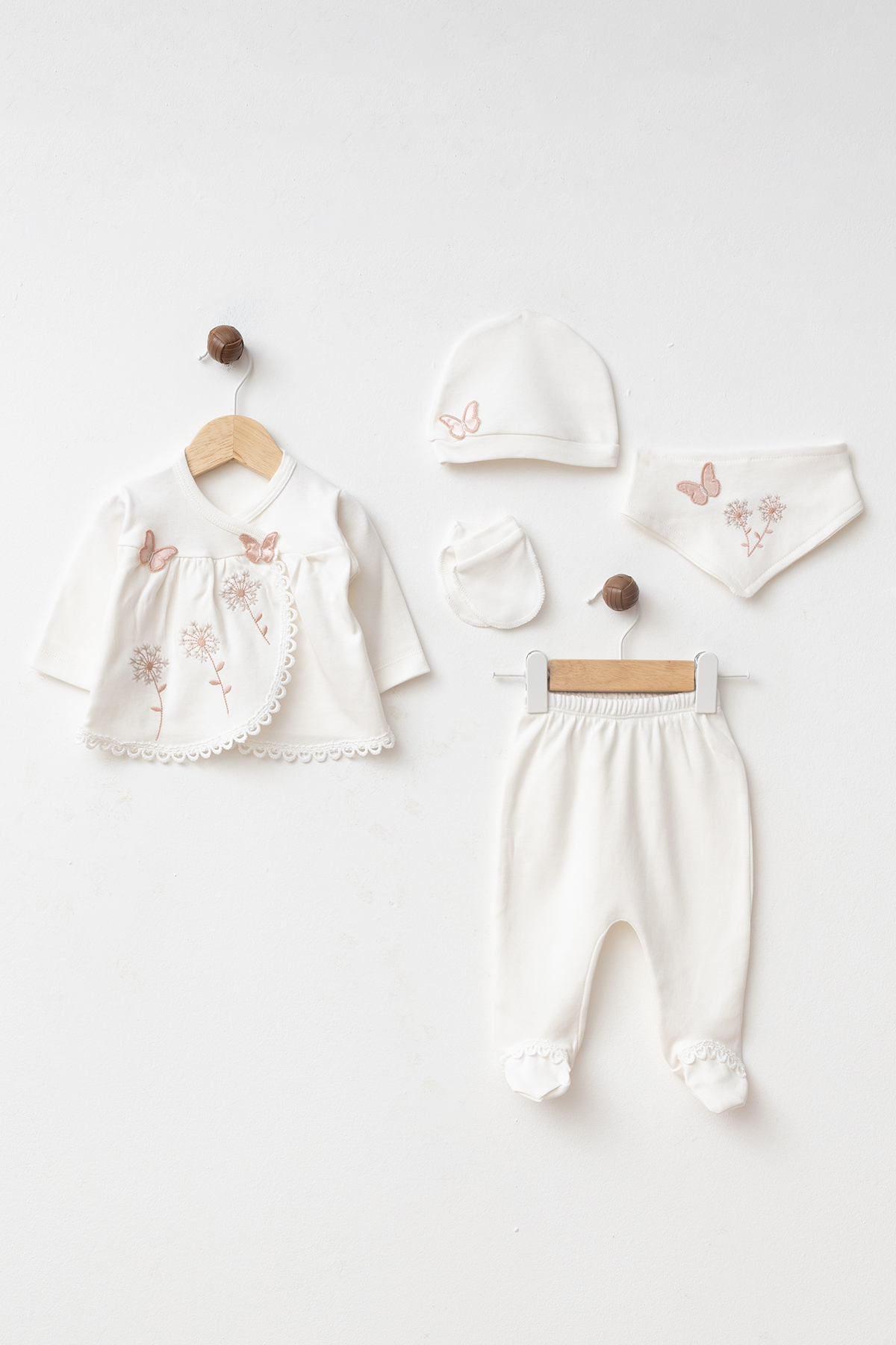 yukobaby bebeğiniz için en doğalı Baby Girl Butterfly Newborn Floral Embroide...
