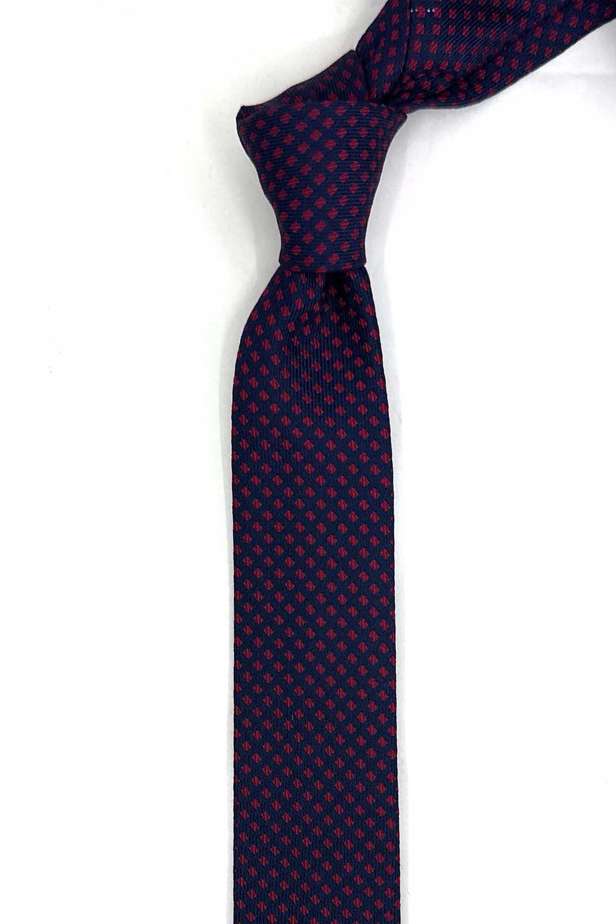  کراوات ابریشمی فوق باریک سرمه‌ای طرح کوچک ۴.۶ سانتی‌متری IK2331