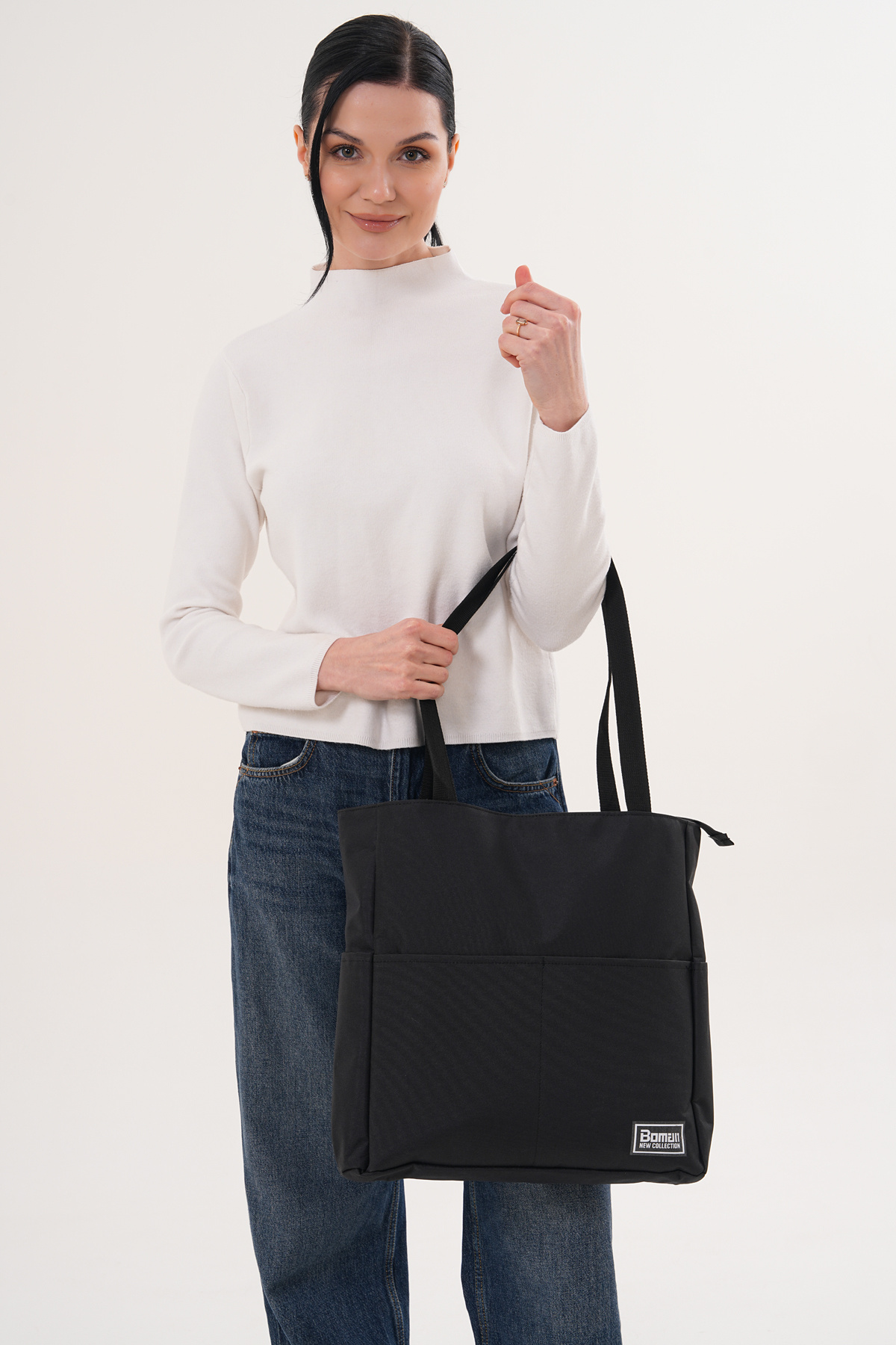 Boman  Geniş Hacimli Fermuarlı Çok Gözlü Kanvas Bez Spor, Okul, Günlük Çanta - Görsel 4