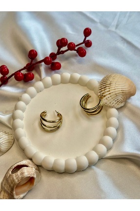 NO NAME Triple Gold Halka Küpe